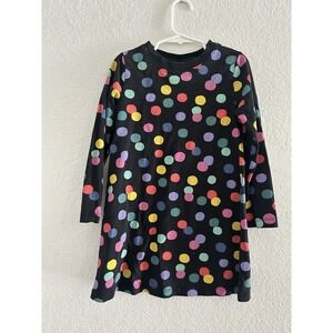 Hanna Andersson Long Sleeve Black Dress With Dots Little Girls Size 5T